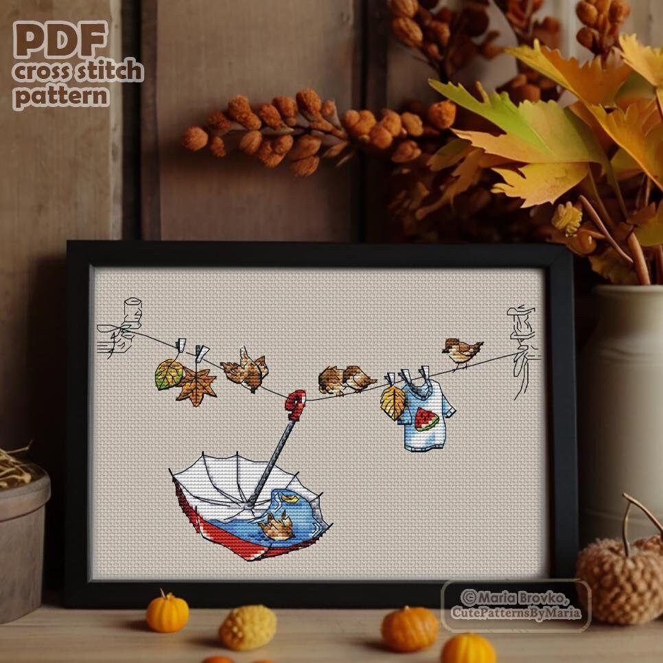 Cross Stitch Pattern "autumn Fun" DMC Embroidery Chart Printable PDF ...