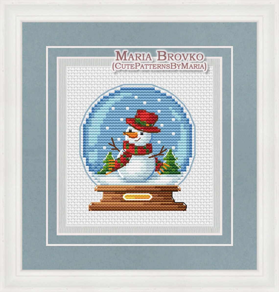Cross Stitch Pattern "snow Globe With Snowman" DMC Cross Stitch Chart ...