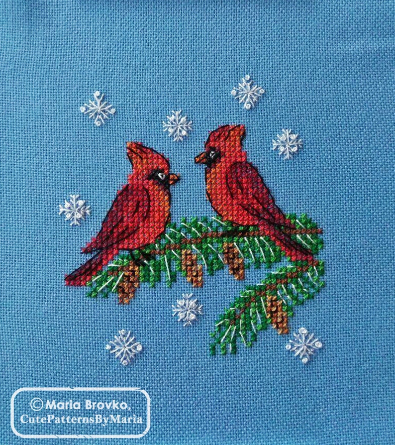 Cross Stitch Pattern cardinals. Two Variations DMC Etsy Norway