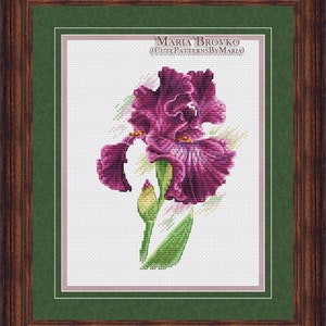 Cross Stitch Pattern "purple Iris" DMC Chart Embroidery Printable PDF ...