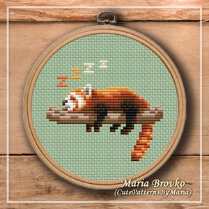 Cross Stitch Pattern "Red panda" DMC Chart Embroidery Printable PDF Instant Download
