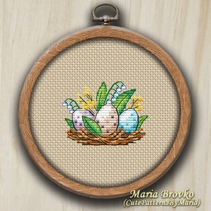 Cross Stitch Pattern Spring nest DMC Chart Needlepoint Embroidery Printable PDF Instant Download