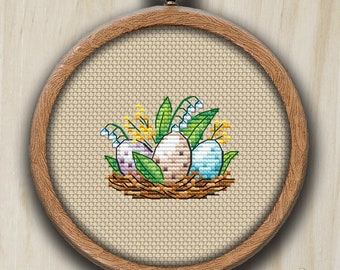 Cross Stitch Pattern Spring nest DMC Chart Needlepoint Embroidery Printable PDF Instant Download