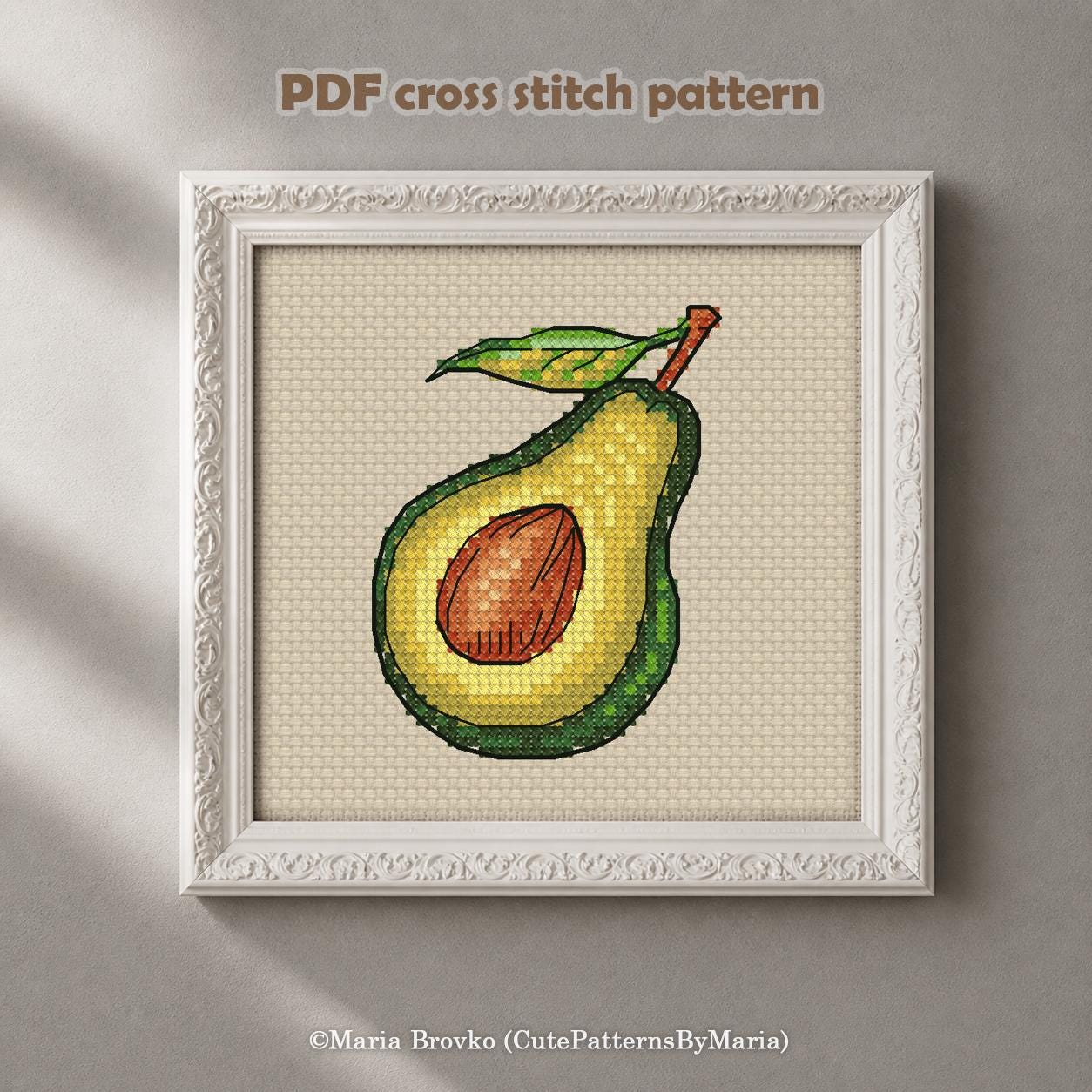 Cross Stitch Pattern Avocado DMC Chart Embroidery Printable PDF