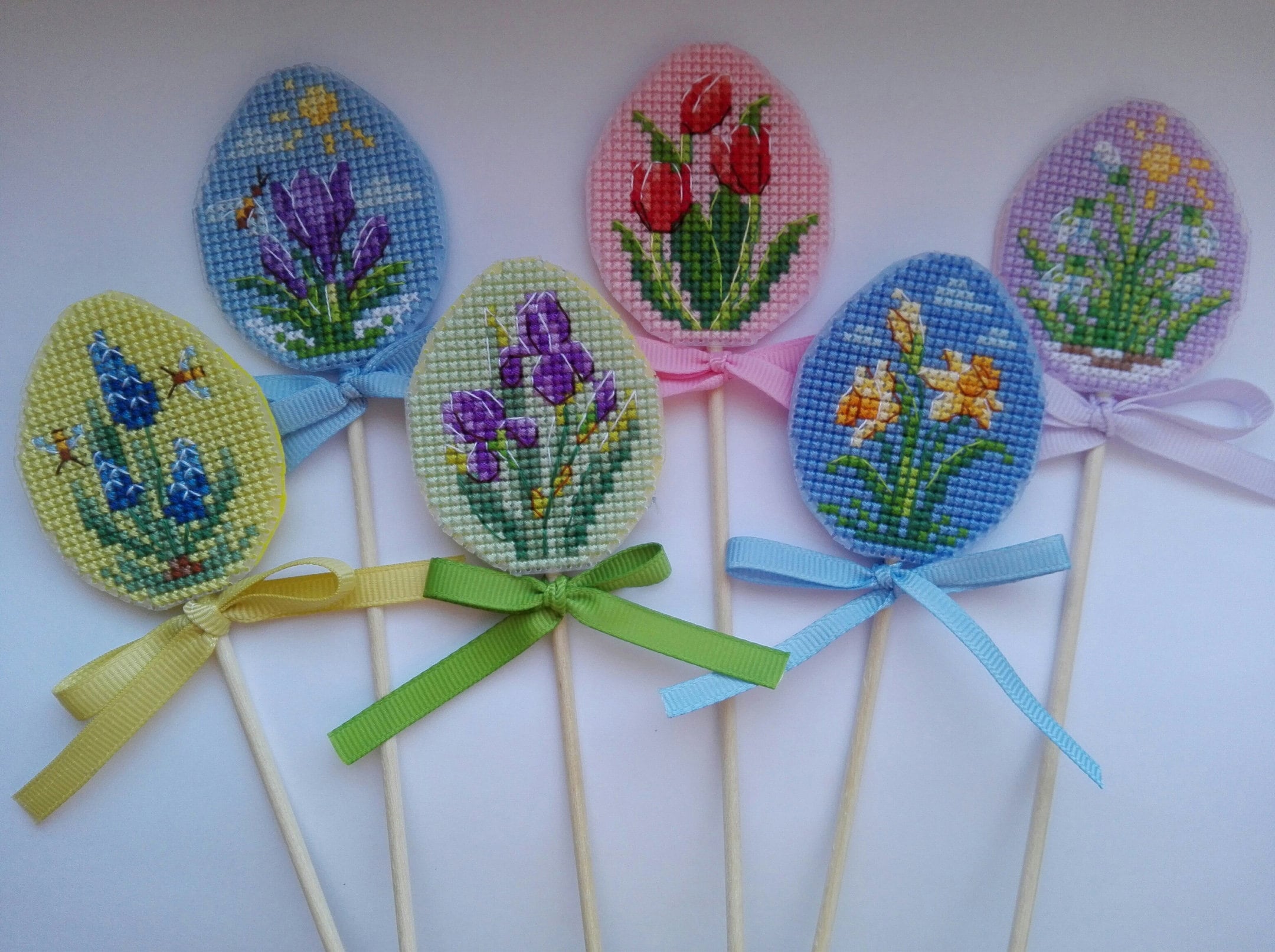 Cross Stitch Pattern Easter Eggs With Flowers DMC Embroidery Chart ...