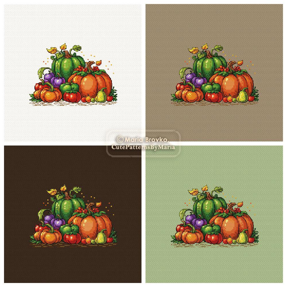 Cross Stitch Pattern Colorful Autumn Harvest DMC Chart Printable PDF ...