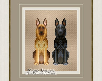 "Kreuzstich Stickmuster ""Schäferhund"" DMC Chart Nadelspitze Stickerei Printable PDF Instant Download."