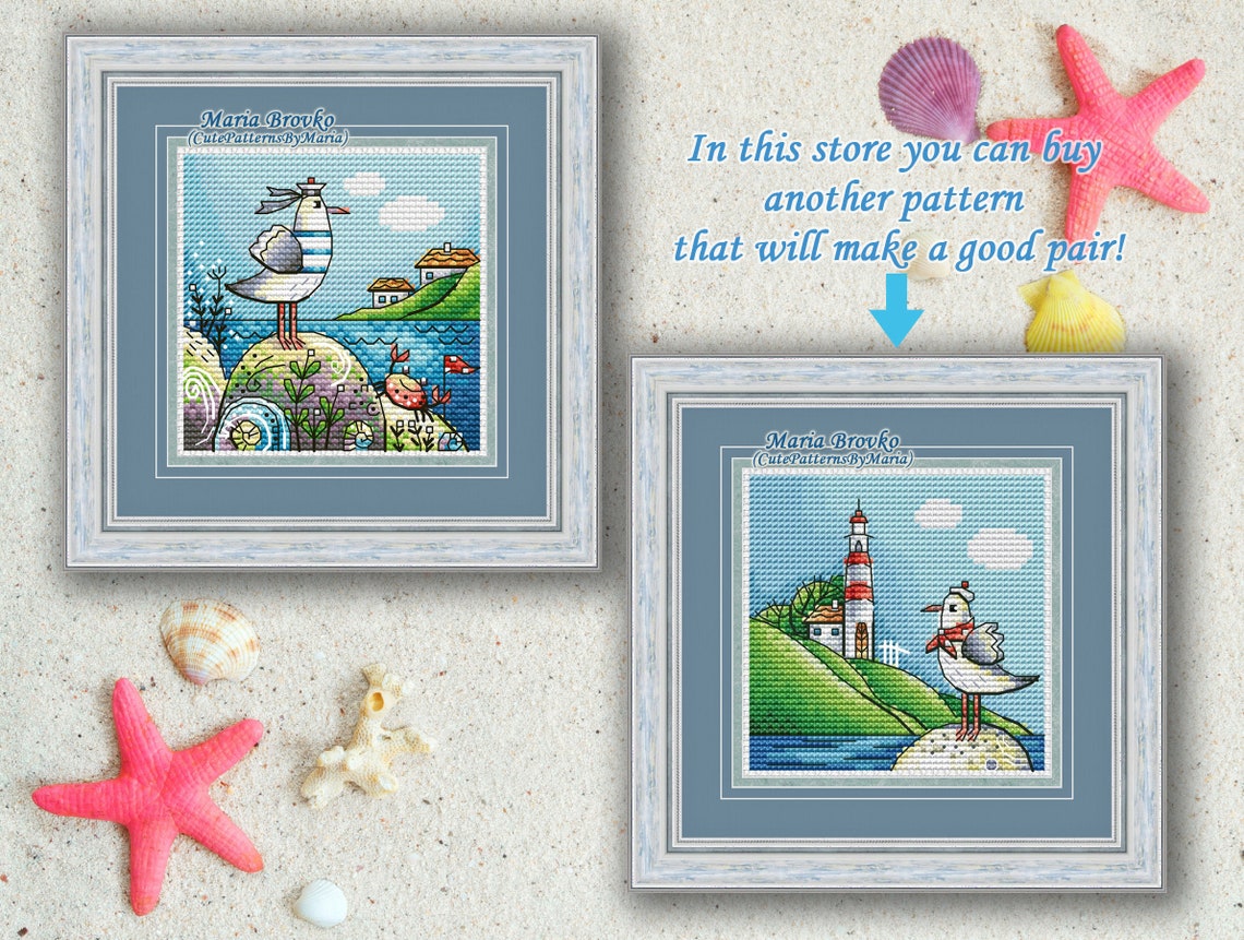 Cross Stitch Pattern Albatross and Crab Seagull DMC Chart Printable PDF ...