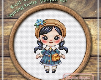 Patrón de punto de cruz del conjunto de primavera - Muñeca No. 3 - Gráfico DMC imprimible PDF Descarga instantánea