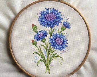 Cross Stitch Pattern Cornflowers DMC Chart Printable PDF Instant Download