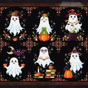 Cross Stitch Halloween Decor 30% cheaper as a set - Six Cute Ghosts Set of 6 Patterns DMC Chart Printable PDF Instant Download