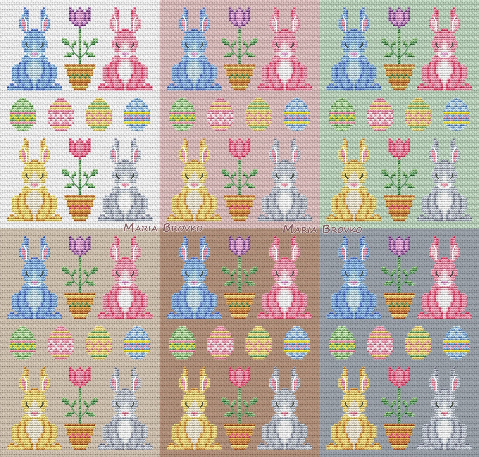 Cross Stitch Pattern "easter Bunny Sampler" DMC Chart Embroidery ...