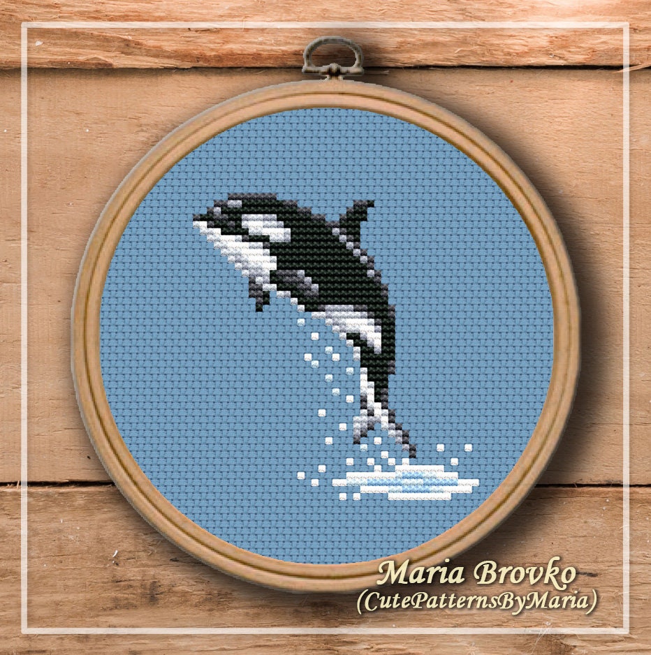 クロスステッチ パターン「オルカ」DMC チャート刺繍印刷可能
