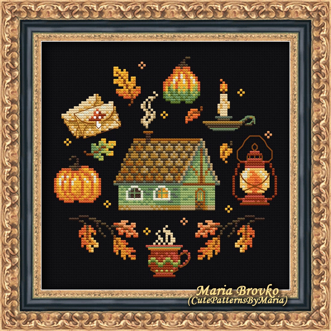 Cross Stitch PDF Pattern Forest Autumn House DMC Chart Printable PDF ...