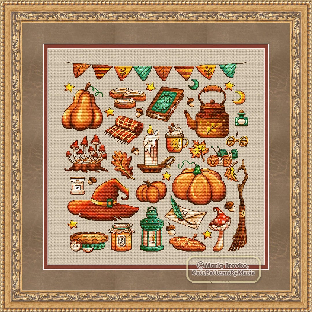 Cross Stitch PDF Pattern Witchcraft Autumn DMC Chart Printable Instant ...