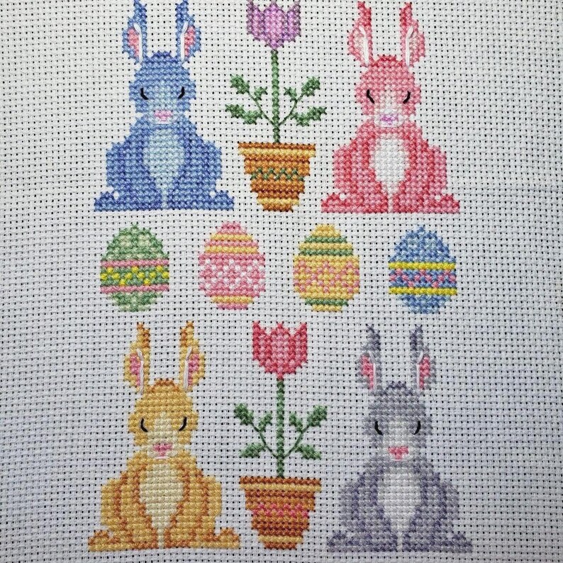Cross Stitch Pattern easter Bunny Sampler DMC Etsy