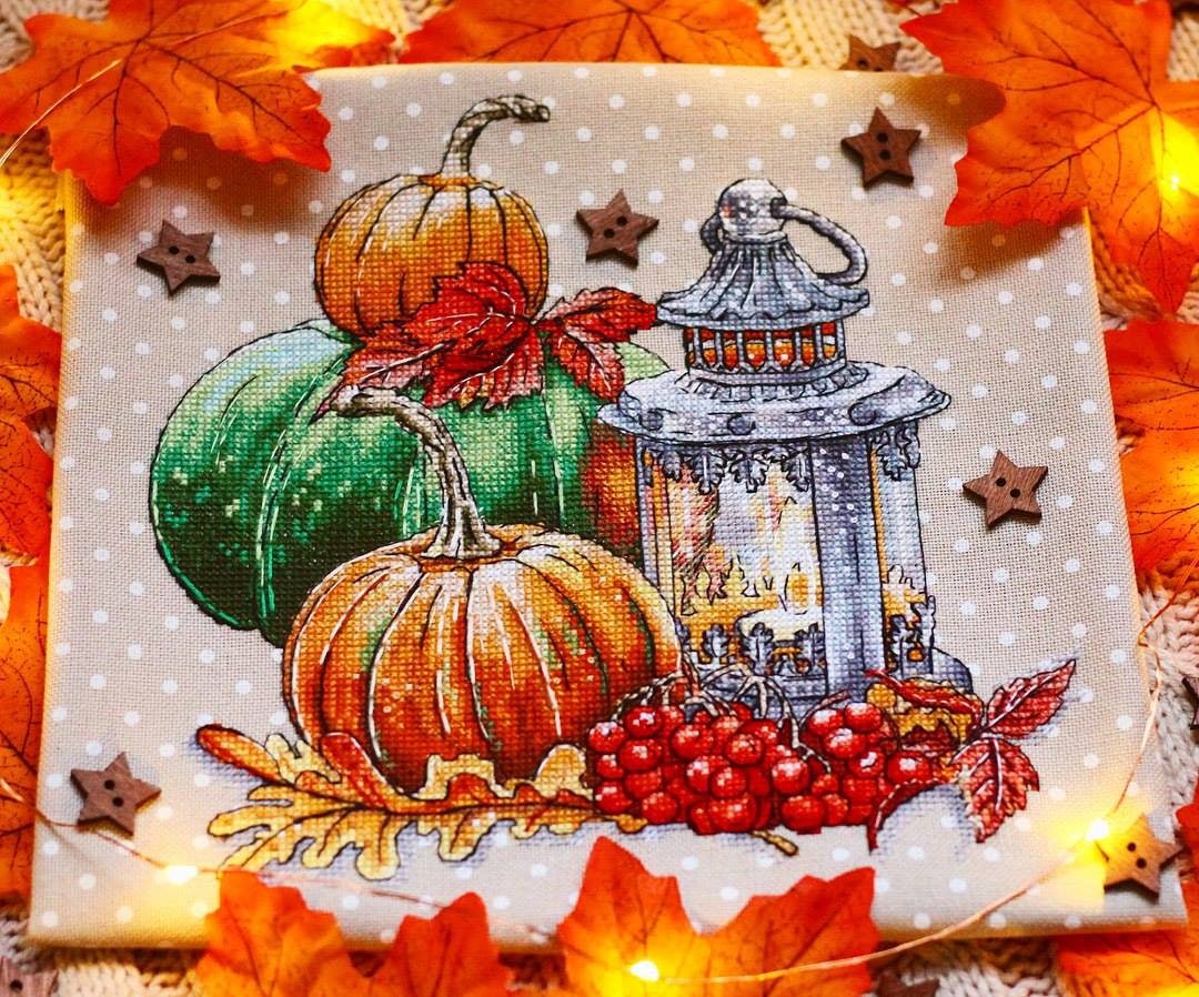 Cross Stitch Pattern autumn Lantern DMC Cross - Etsy Canada