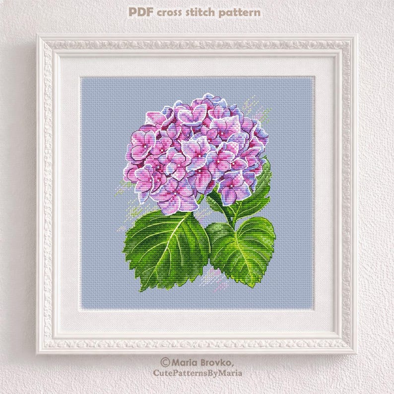 Cross Stitch Pattern Awesome hydrangea DMC Chart Printable PDF Instant Download image 3