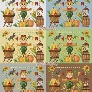 Cross Stitch Halloween Pattern Autumn Harvest DMC Chart Printable PDF ...