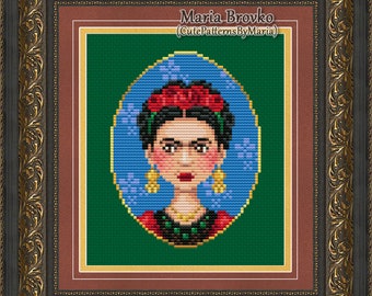 Frida Cross Stitch Pattern DMC Chart Needlepoint Embroidery Chart Printable PDF Instant Download