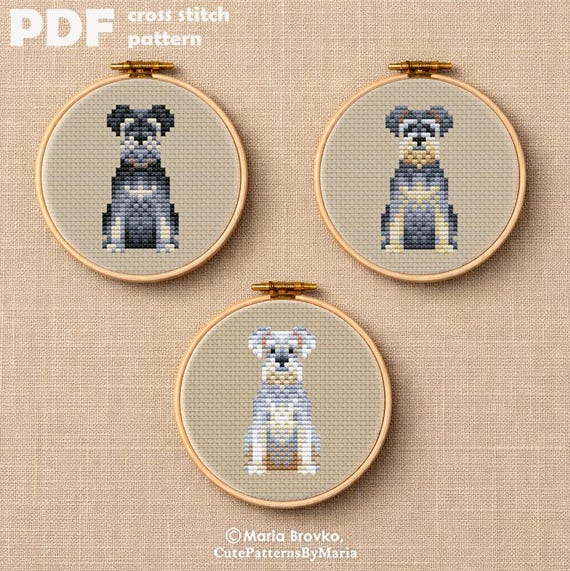 ミニチュアシュナウザーのクロスステッチパターン DMCチャート 刺繍用