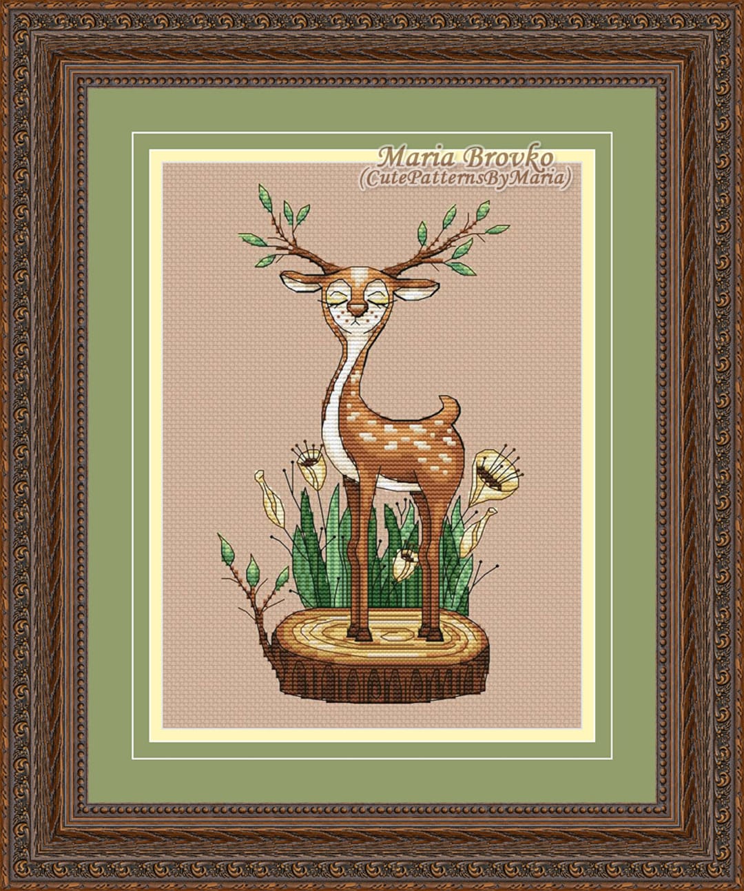 Cross Stitch Pattern Spring Deer DMC Chart Printable PDF Instant ...