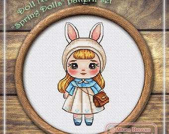 Patrón de punto de cruz del conjunto de primavera - Muñeca No. 2 - Gráfico DMC imprimible PDF Descarga instantánea