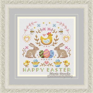 Cross Stitch Pattern Easter Sampler DMC Chart Embroidery Printable PDF ...