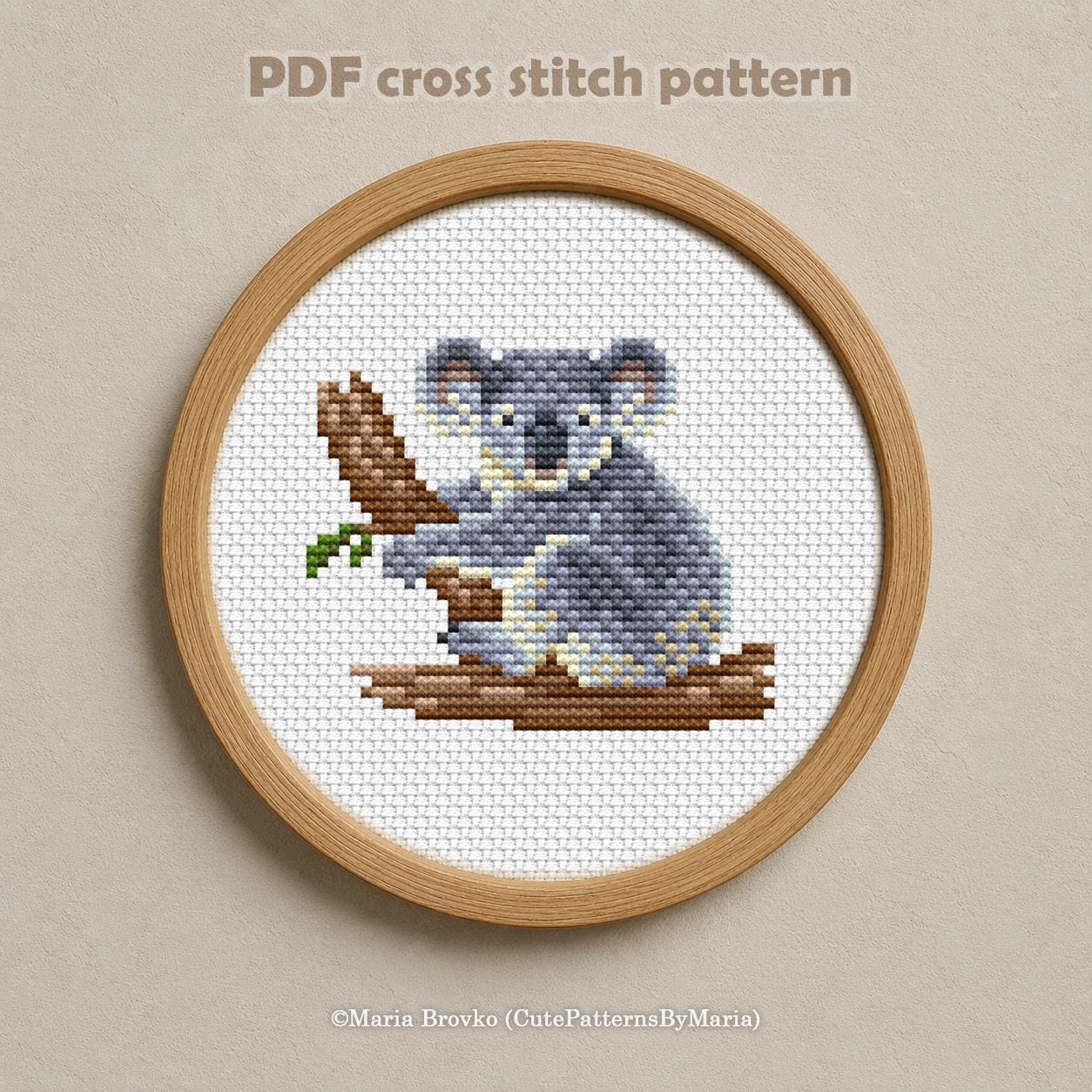 クロスステッチパターン コアラ DMC刺繍図案 印刷可能なPDF 即時