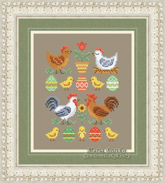 Kreuzstich-Set 'Huhn Im Garten' – 11CT, 40x50 Cm, Mit Bedruckter Leinwand & Garn