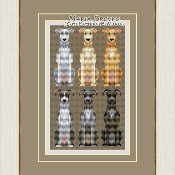 Cross Stitch Pattern "Greyhound" DMC Chart Needlepoint Embroidery Printable PDF Instant Download