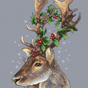 Cross Stitch PDF Pattern Christmas Deer DMC Chart Printable Instant ...