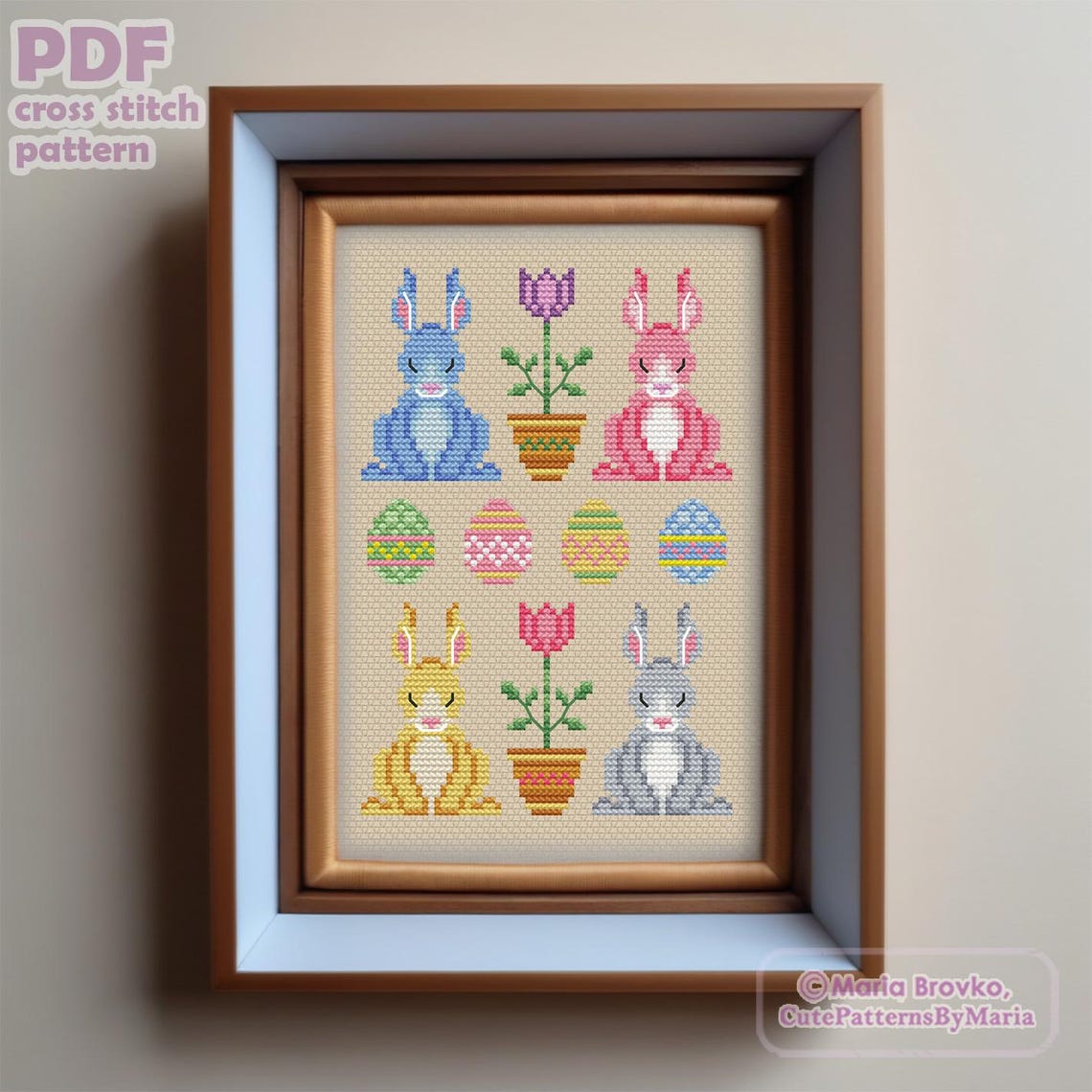 Cross Stitch Pattern "easter Bunny Sampler" DMC Chart Embroidery ...