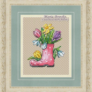 Cross Stitch Pattern Spring boot DMC Chart Needlepoint Embroidery Printable PDF Instant Download image 3