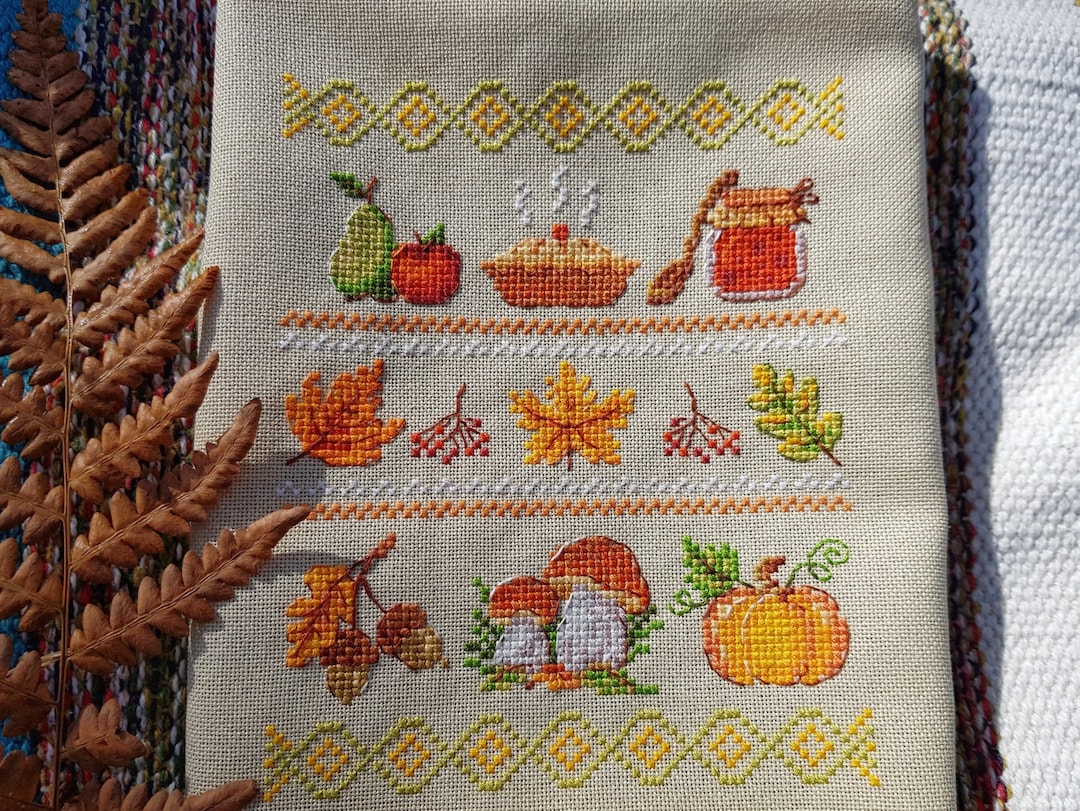 Cross Stitch Pattern Lovely Autumn Sampler DMC Cross Stitch Chart ...