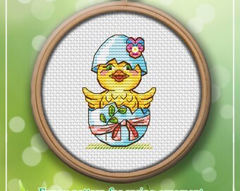 Cross Stitch Pattern Chicken No3 from the 5 Easter Chicks collection DMC Chart Printable PDF Instant Download