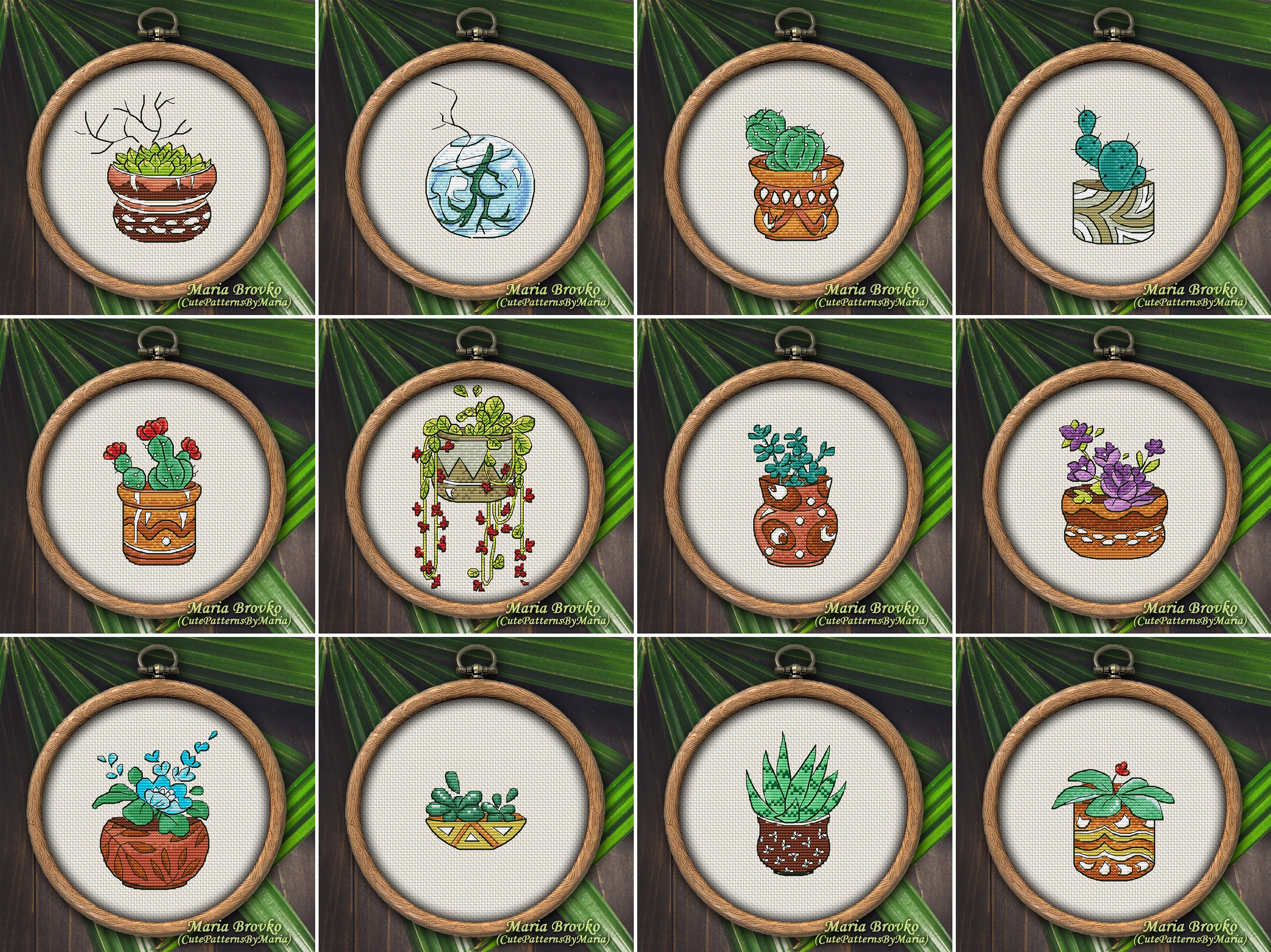 Cross Stitch Pattern Sampler With Pots DMC Chart Printable PDF - Etsy