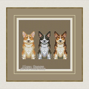 Cross Stitch Pattern &quot;Welsh Corgi&quot; DMC Chart Needlepoint Embroidery Printable PDF Instant Download