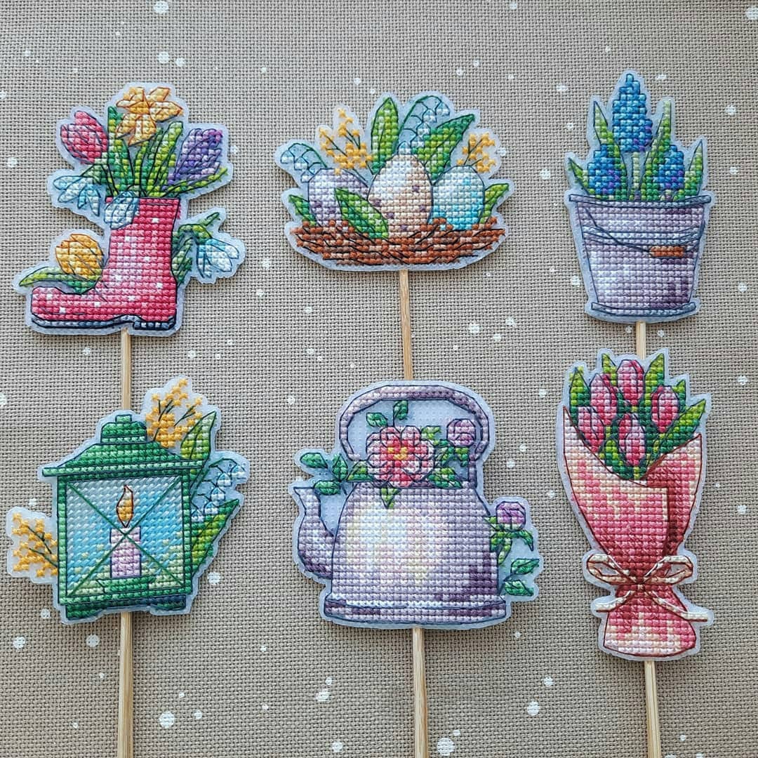 50% Cheaper as a Set - Cross Stitch Pattern "spring Miniatures Set" DMC ...