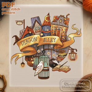 Cross Stitch Pattern Witchcraft & Wizardry Shop DMC Chart Embroidery Printable PDF Instant Download