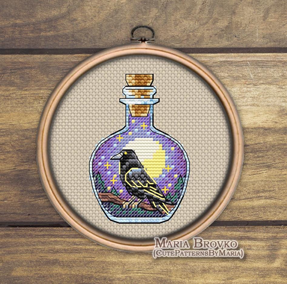 Kit Broderie Point De Croix Goode Huswife Corbeau échantillonneur Avec Lin Et Fil