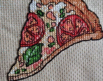 クロスステッチ パターン「ピザ」DMC チャート ニードルポイント刺繍