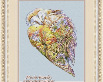 Patrón de punto de cruz Búho-Verano, gráfico DMC, patrón de bordado, gráfico PDF imprimible, descarga instantánea