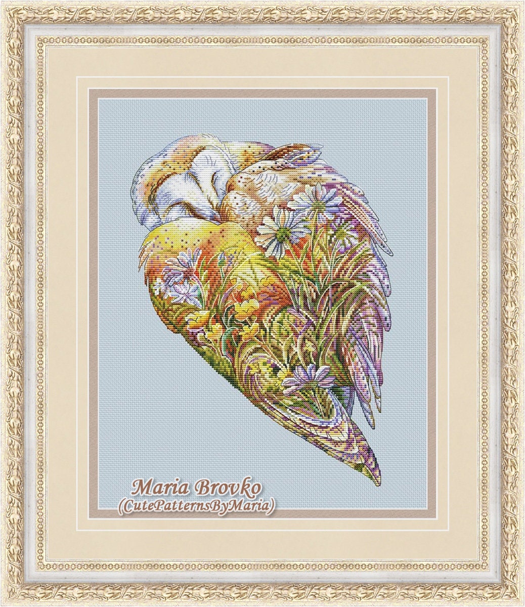 Cross Stitch Pattern Owl-Summer DMC Chart Needlepoint Pattern Embroidery Chart Printable PDF Instant