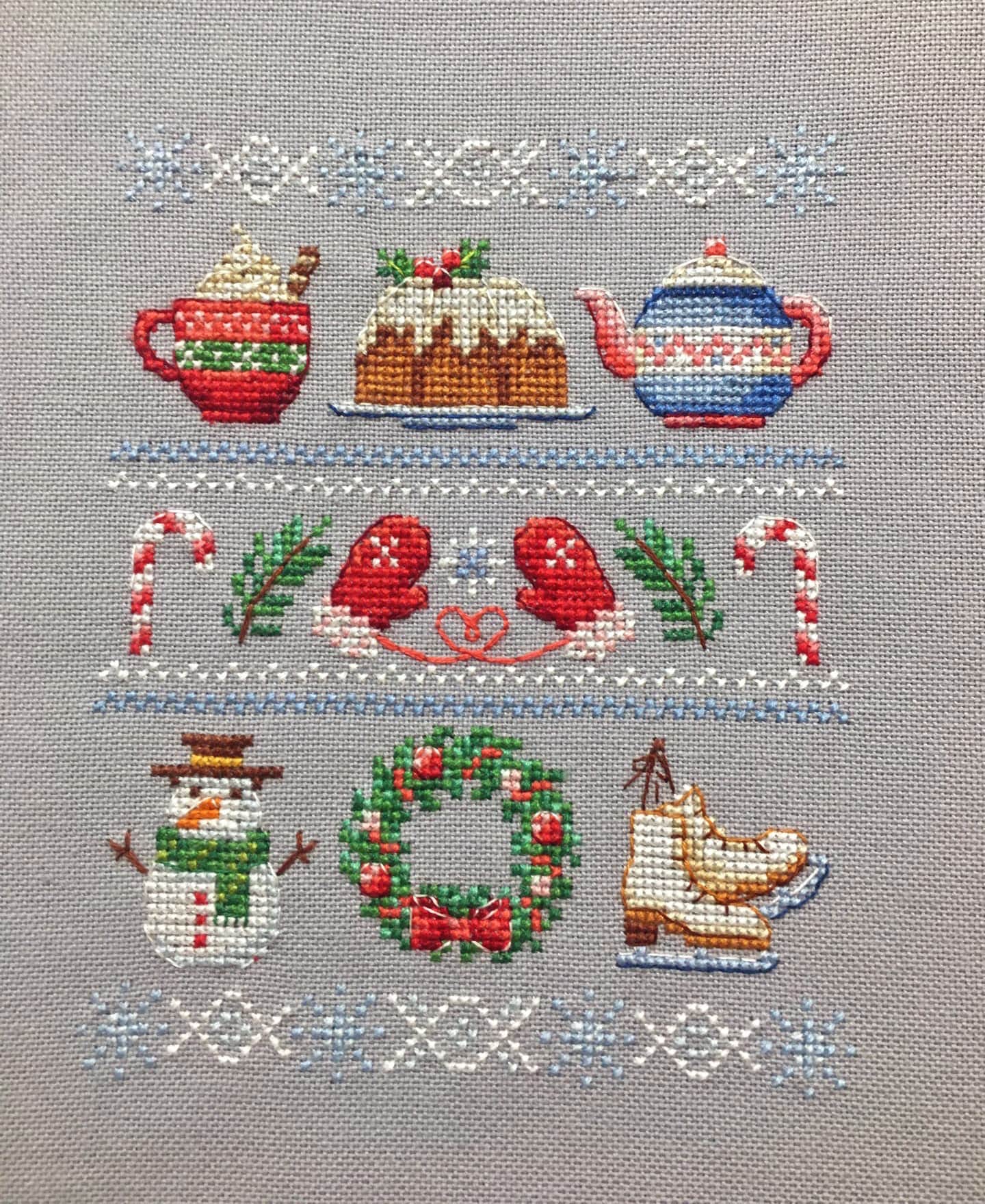 Cross Stitch Pattern Lovely Winter Sampler DMC Chart Embroidery ...
