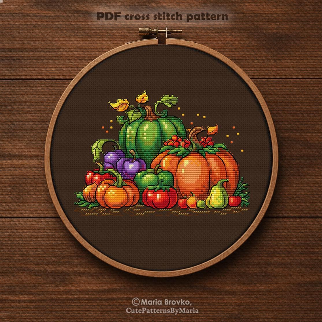 Cross Stitch Pattern Colorful Autumn Harvest DMC Chart Printable PDF ...