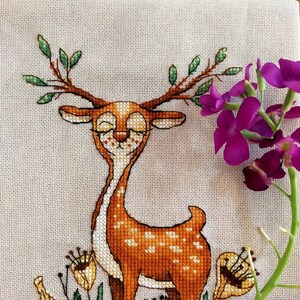 Cross Stitch Pattern Spring Deer DMC Chart Printable PDF Instant ...