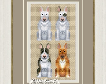 Cross Stitch Pattern "Bull Terrier" DMC Chart Needlepoint Embroidery Printable PDF Instant Download