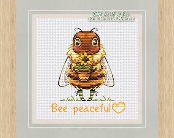 Cross Stitch Pattern Bee peaceful DMC Chart Printable PDF Instant Download