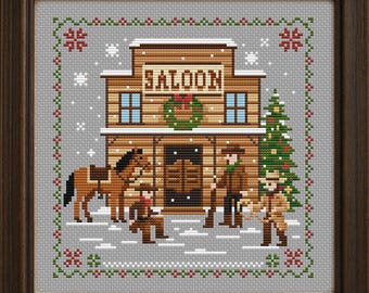 Cross Stitch PDF Pattern Christmas in the Wild West DMC Chart Christmas Printable Instant Download